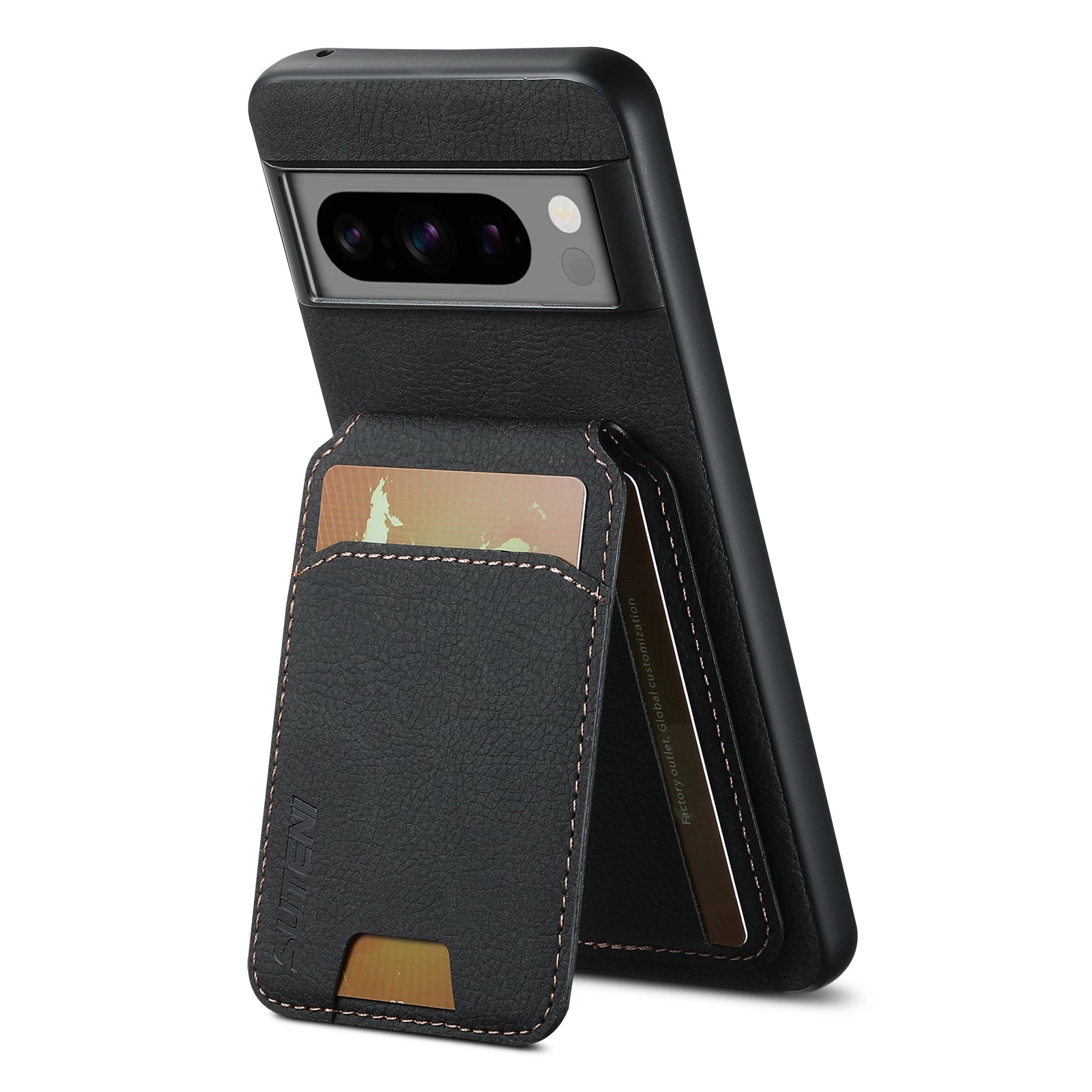 SUTENI H02 For Google Pixel 8 Pro Litchi Texture Case Vertical Flip Card Holder Protective Back Cover - Black SUTENI H02 For Google Pixel 8 Pro Litchi Texture Case Vertical Flip Card Holder Protective Back Cover - Black
